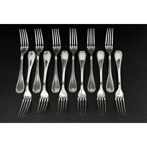 Christofle, Malmaison Model, Set Of 12 Dessert Forks