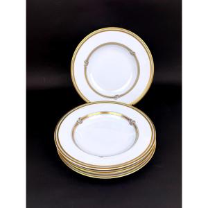 Christofle, Set Of 4 Deep Plates, Gold Ribbon Model