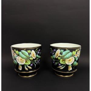 Haviland, paire de cache-pots en porcelaine de Limoges
