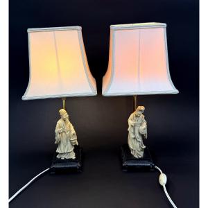 Paire de lampes de chevet en résine