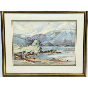 Maurice Marchant, Watercolor Of Ardvreck Castle, Scottish Highlands