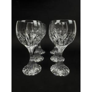 Baccarat, suite de 6 verres à vin blanc modèle Masséna