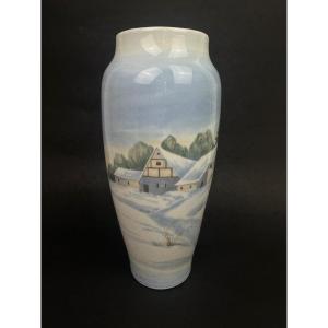 Copenhagen Porcelain Vase, Winter Decoration 