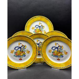 Bernardaud, Suite de 6 assiettes de table modèle Borghèse