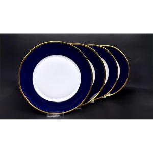 Haviland Limoges, suite de 4 assiettes Bleu Ambassade