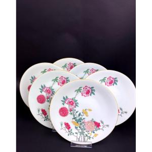 Raynaud, Limoges suite de 6 assiettes à dessert modèle Hoang-Ky
