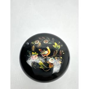 Palekh Lacquer Box, Ussr, With Flowers And A Branching Bird