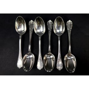Lot de 6 cuillères à moka Christofle modèle Marly – métal argenté – 10 cm