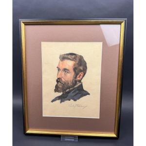 Emile Joseph Patoux, aquarelle, portrait d'homme