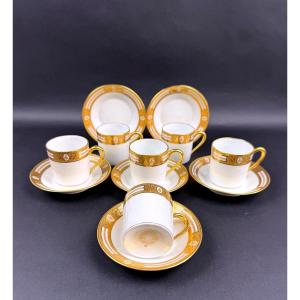 Haviland Limoges Suite de 6 tasses à café modèle Les Abeilles