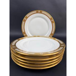 Haviland Limoges Suite de 6 assiettes à dessert modèle Les Abeilles