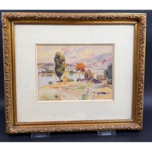 Aquarelle, paysage automnal, Jean REMOND