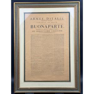 Buonaparte Général en chef de l'Armée d'Italie au Directoire exécutif
