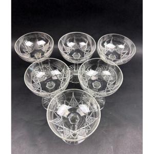 Baccarat, service Epron, suite de 6 coupes à champagne