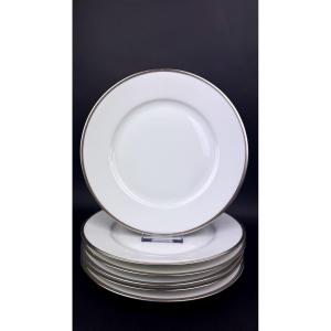 Raynaud, Fontainebleau Platine, Suite Of 6 Wing Plates 22 Cm