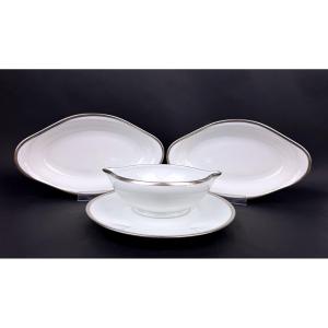 Raynaud, Fontainebleau Platine, une saucière et deux raviers