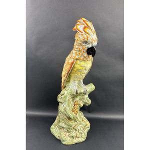 Large Polychrome Earthenware Parrot, Delft Or Desvres
