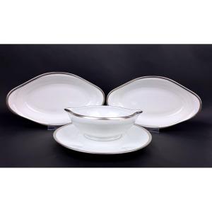 Raynaud, Fontainebleau Platine, une saucière et deux raviers