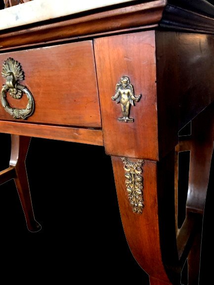 19th Century Dressing Table White Marble Top, Claw Feet-photo-3