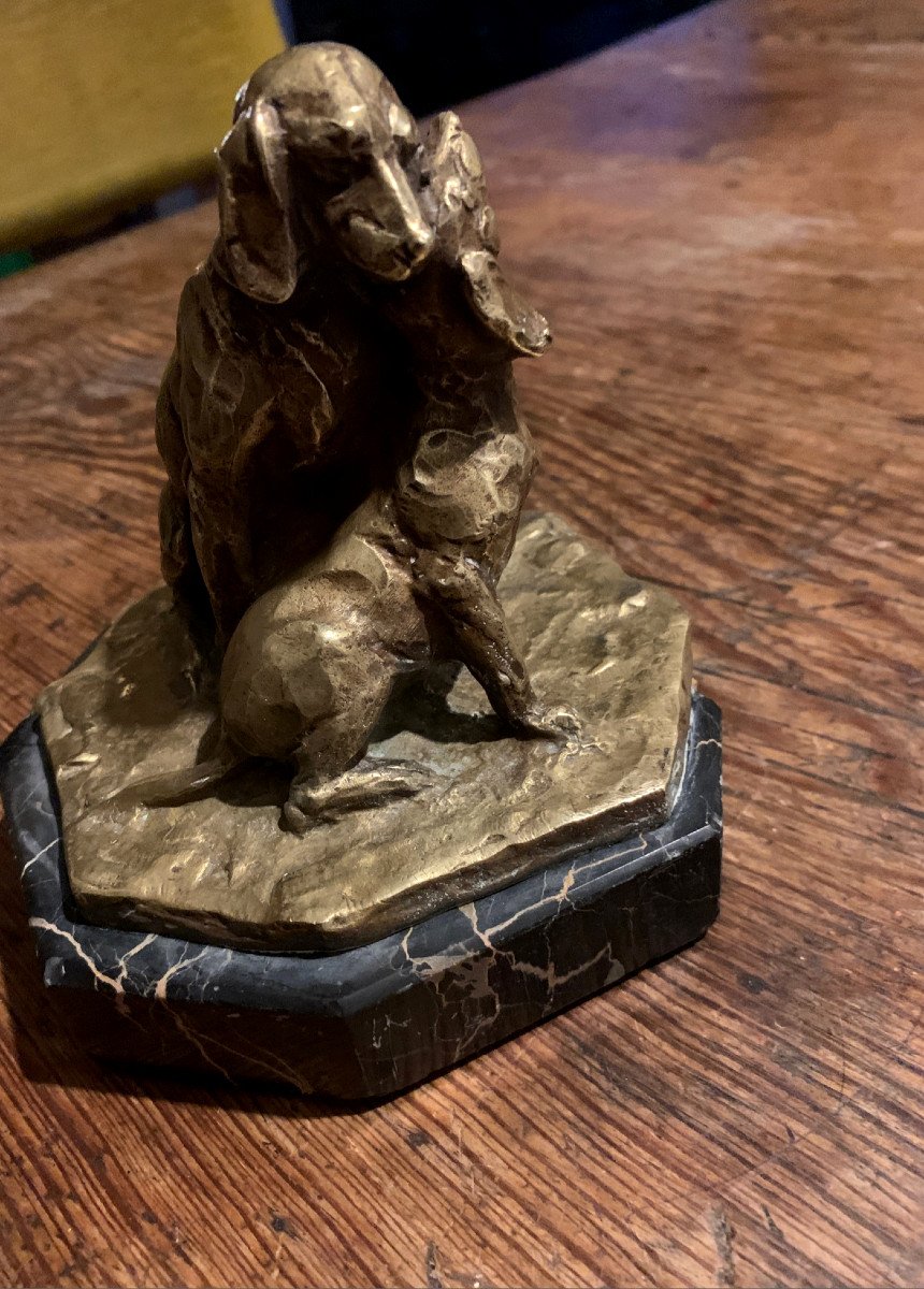  Bronze de René Papa,  chiens courants," Les Inséparables"-photo-4