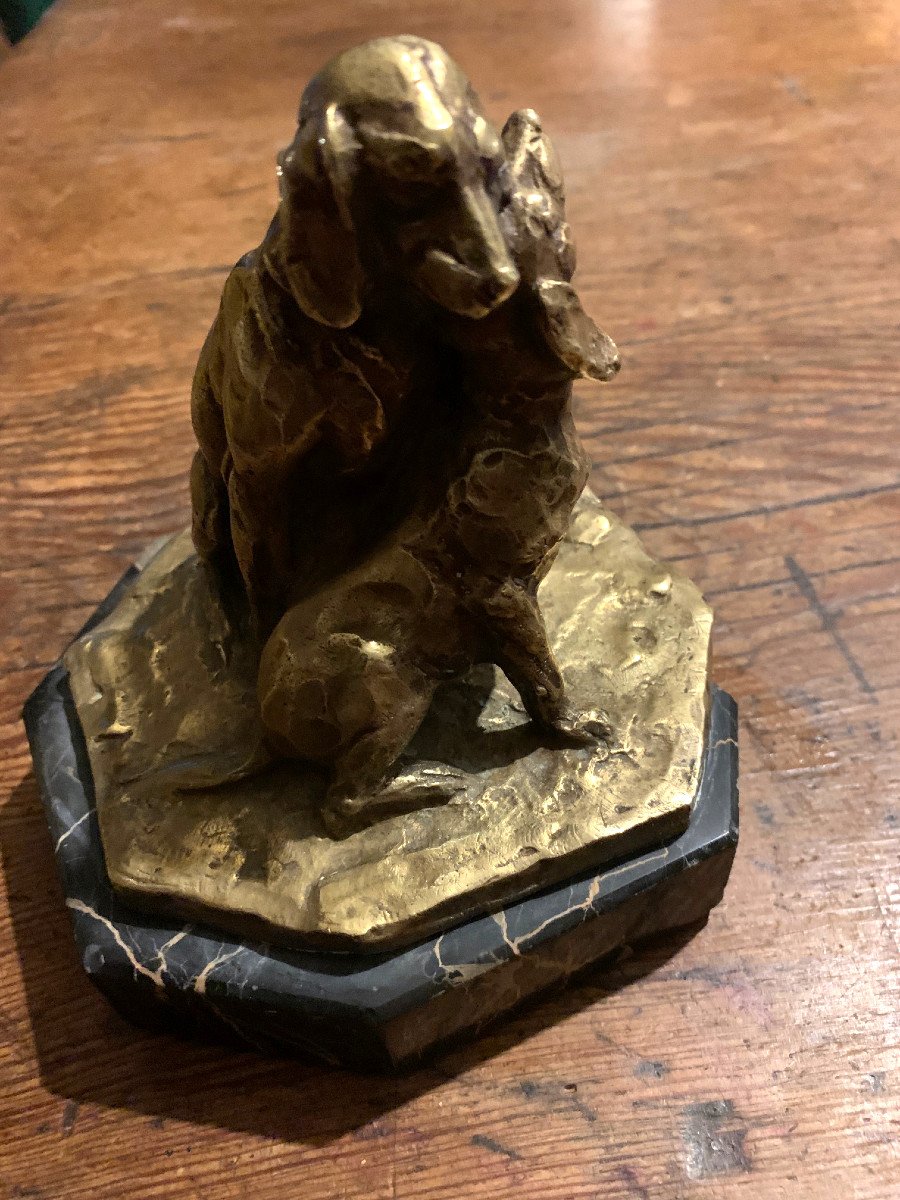  Bronze de René Papa,  chiens courants," Les Inséparables"