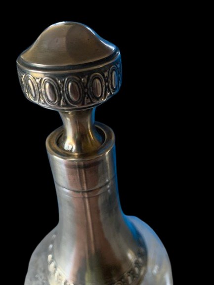 Paire carafes en cristal et argent (poinçon Minerve)-photo-2