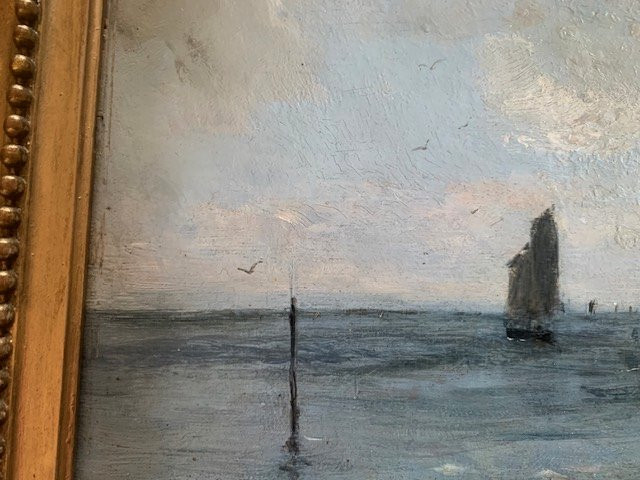 Huile sur panneau par Gustave Edouard Le Sénéchal de Kerdreoret 1889-photo-3