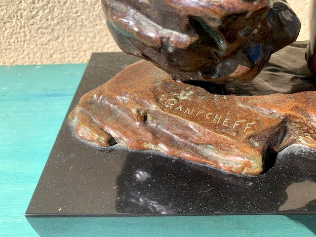 Large Bronze By Ghanu Gantcheff, The Myth Of Sisyphus-photo-3