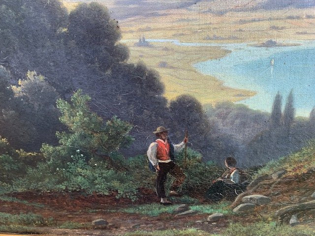 Oil On Canvas, German School, 19th Century, Romantic Landscape-photo-3