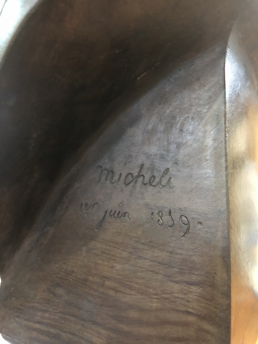 Buste  en bronze, signé Micheli 1859-photo-1