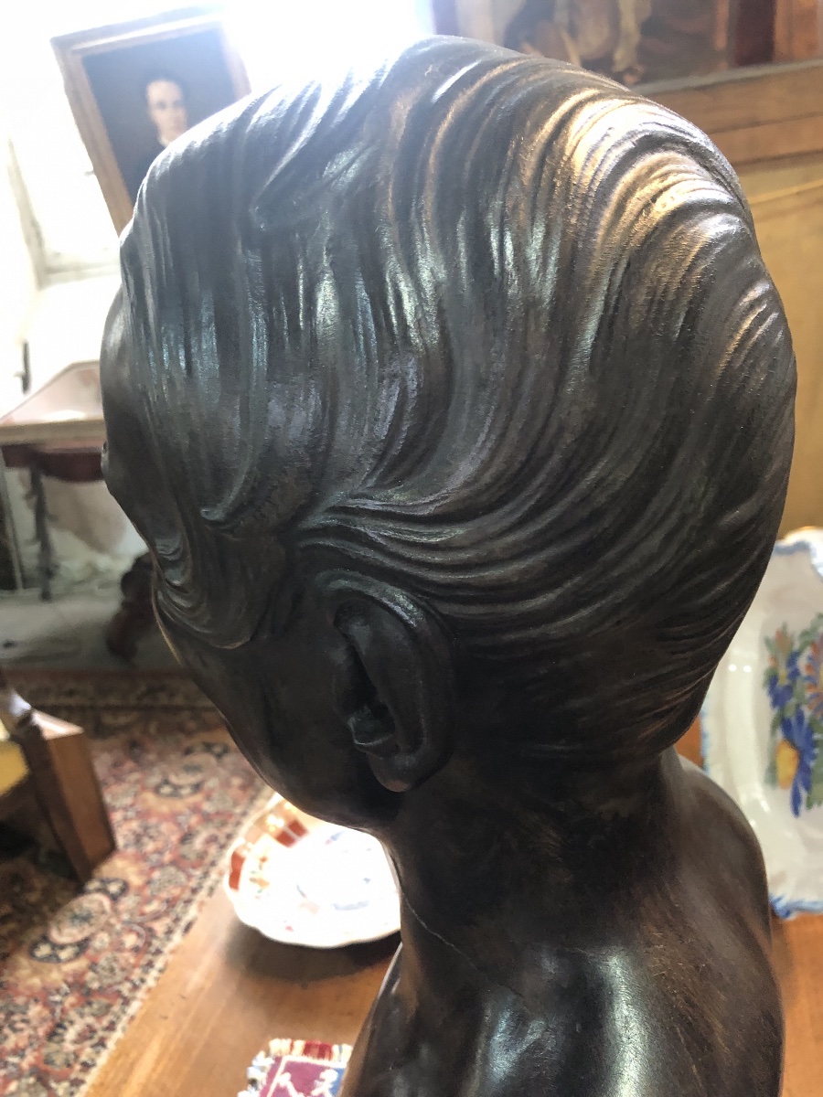 Buste  en bronze, signé Micheli 1859-photo-3