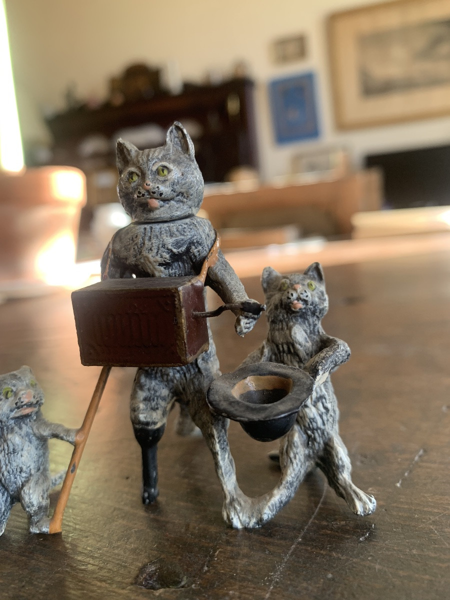 Group Of Lead Cats From Nuremberg 19th Century-photo-2