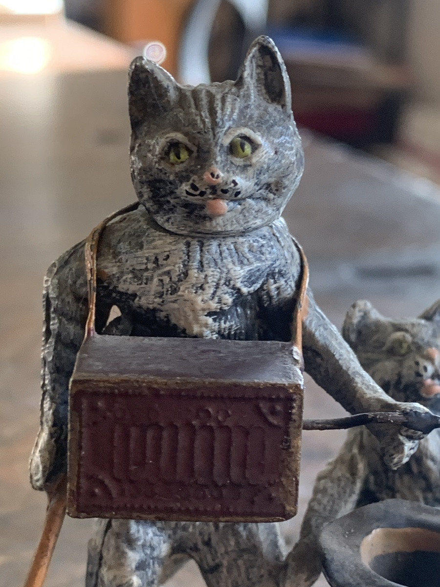 Group Of Lead Cats From Nuremberg 19th Century-photo-3