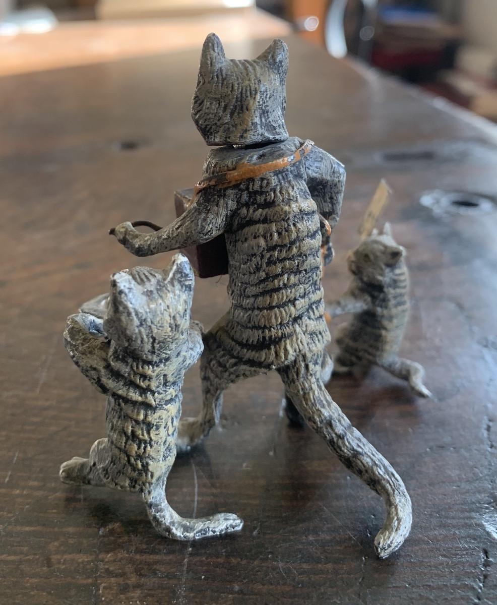 Group Of Lead Cats From Nuremberg 19th Century-photo-2