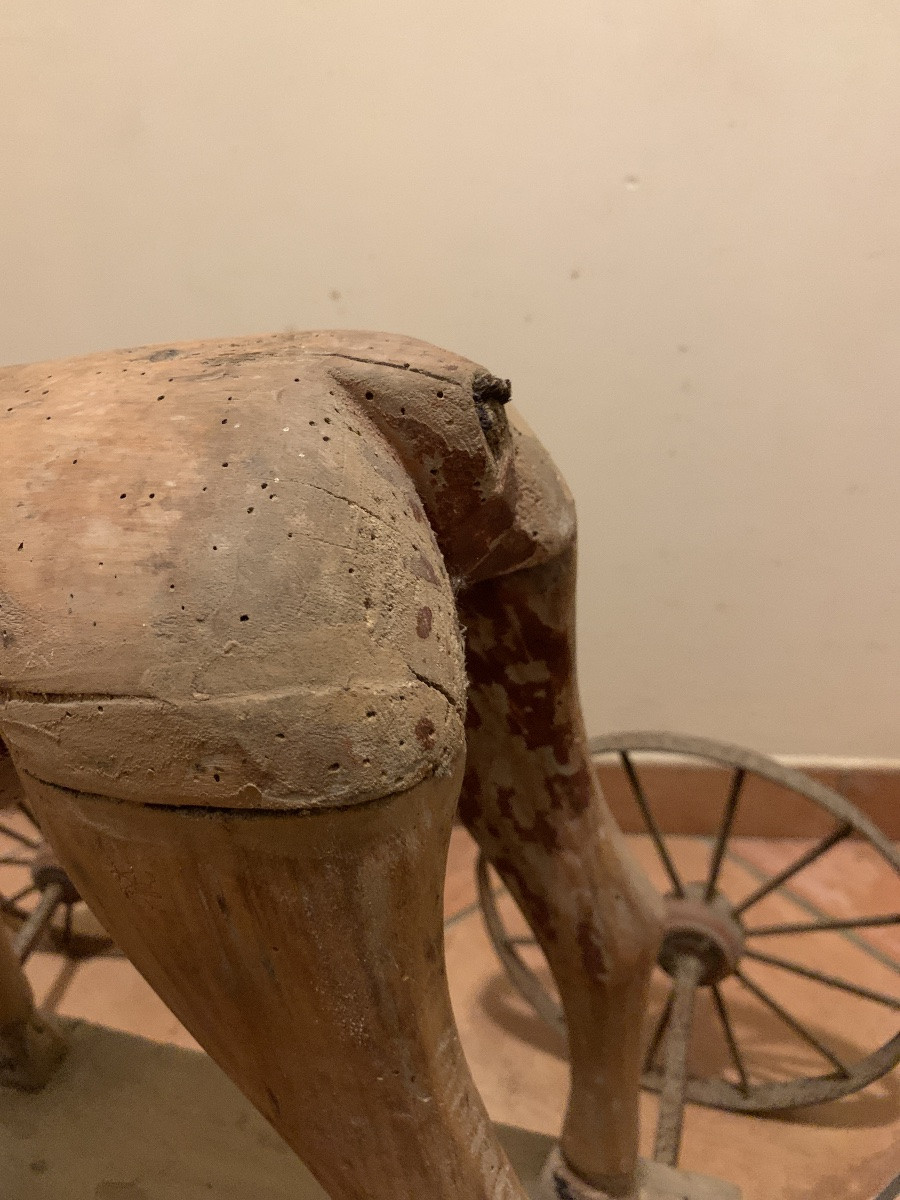 Vieux cheval de bois à tirer XIX siècle-photo-2