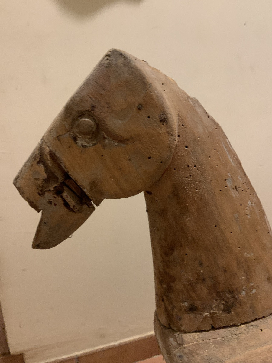 Vieux cheval de bois à tirer XIX siècle-photo-3