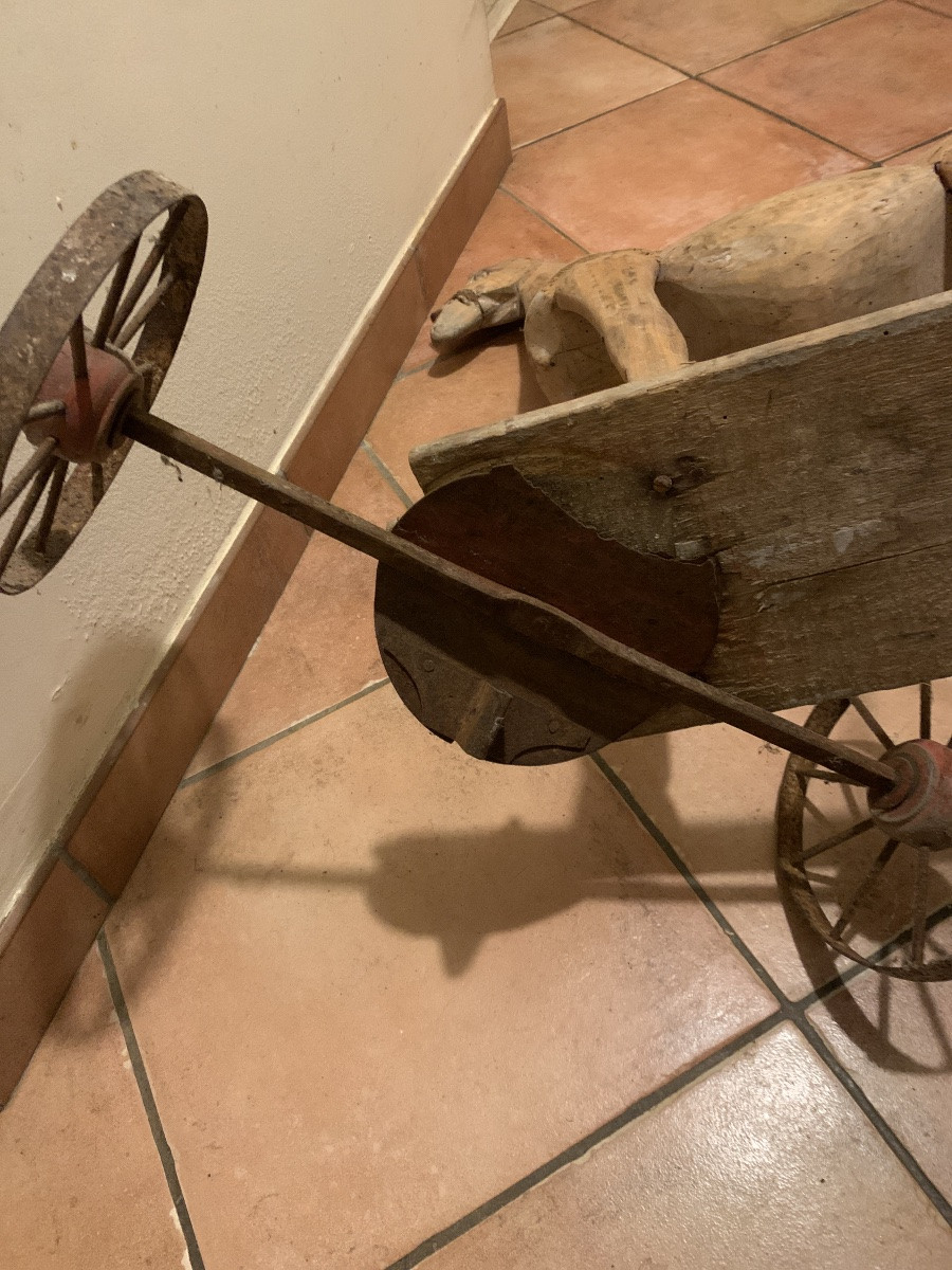 Vieux cheval de bois à tirer XIX siècle-photo-2