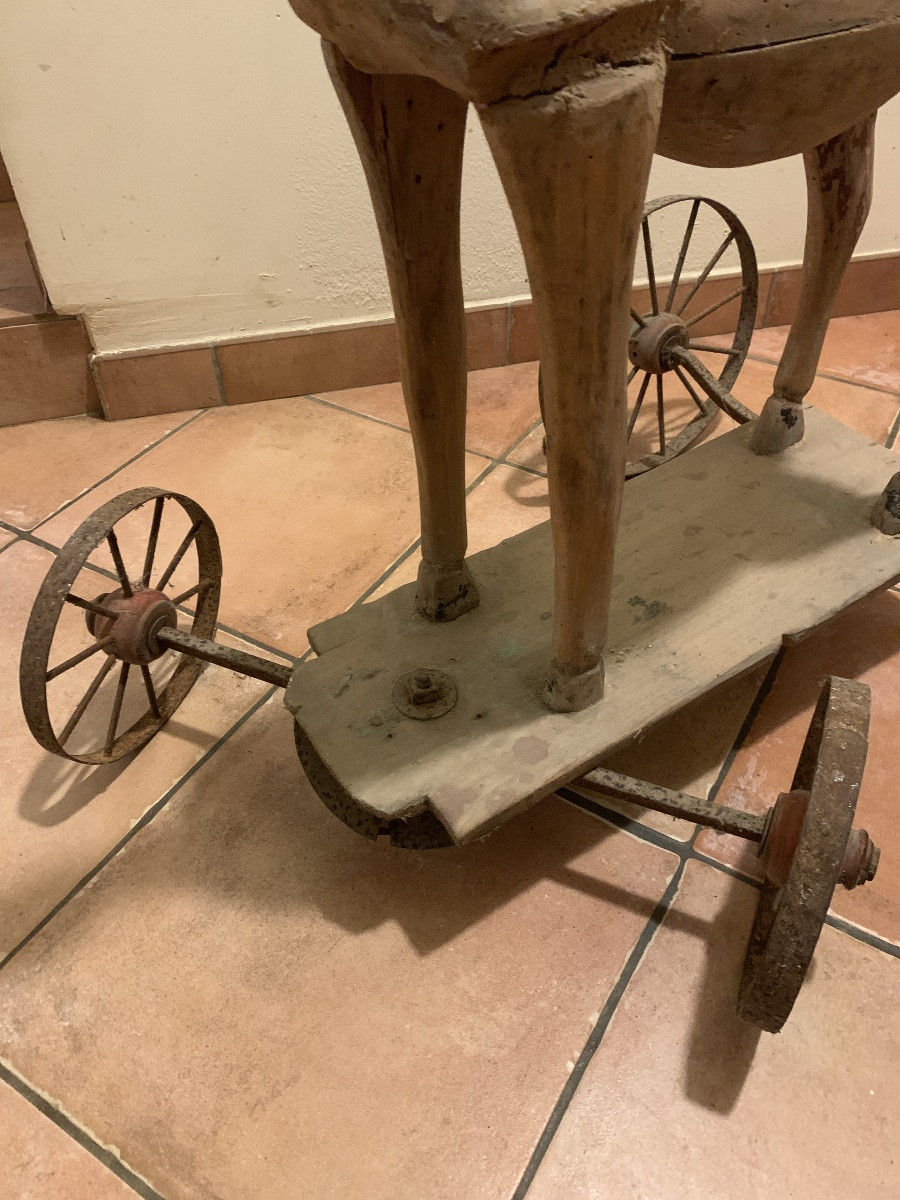 Vieux cheval de bois à tirer XIX siècle-photo-8