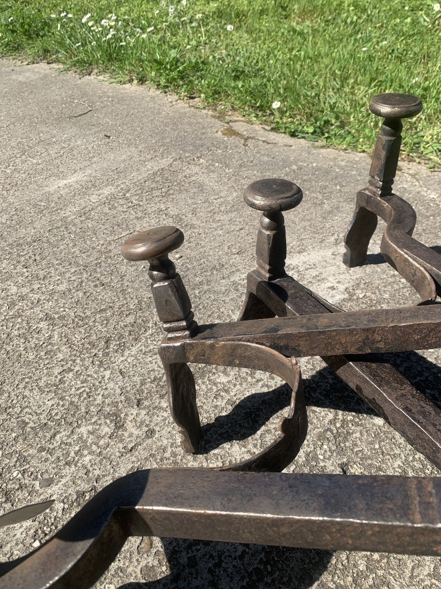Louis XIV Period Andirons, Wrought Iron-photo-1
