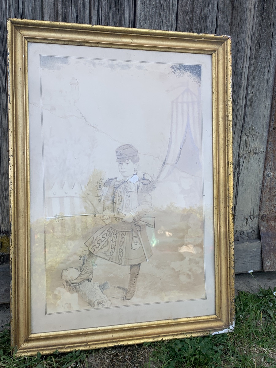Large Photo Of A Child Soldier, Napoleon III Period-photo-2