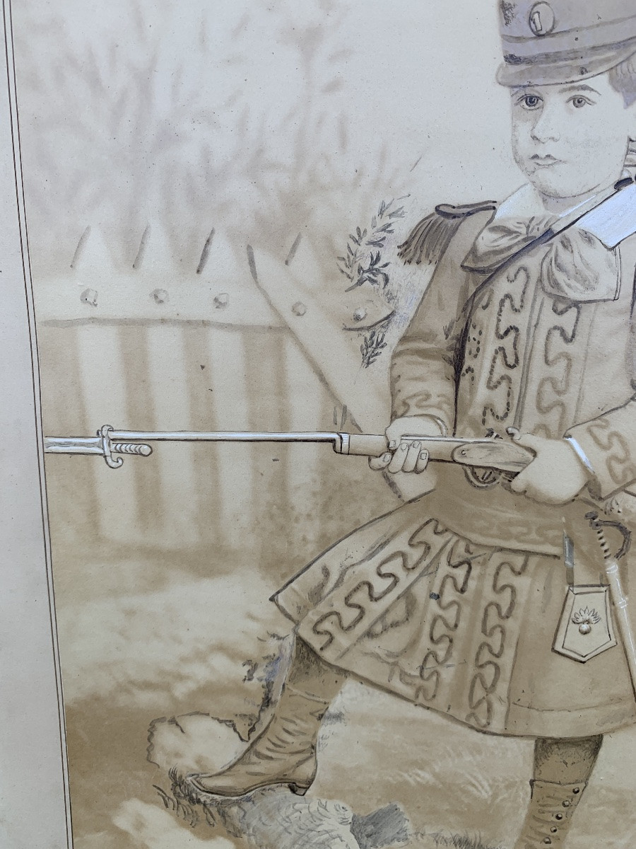 Large Photo Of A Child Soldier, Napoleon III Period-photo-4