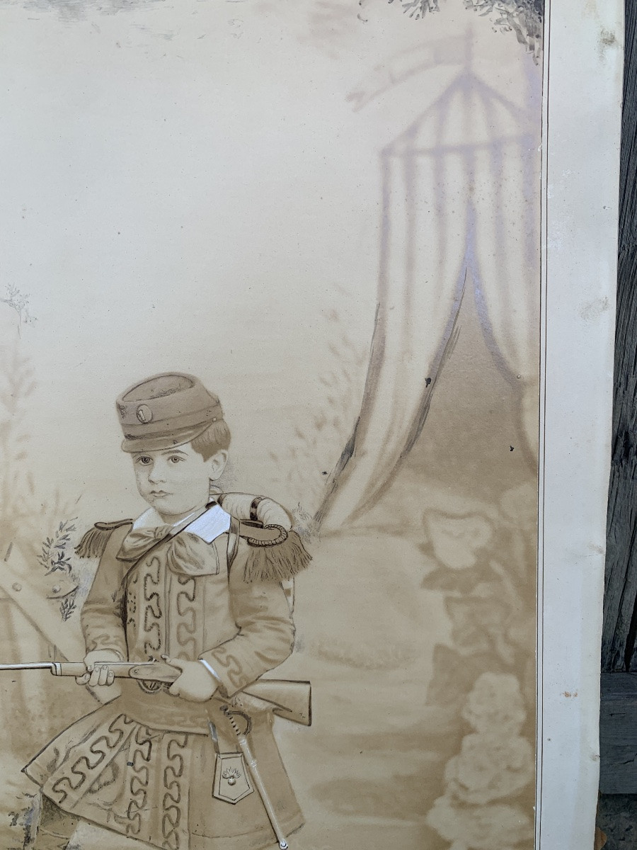 Large Photo Of A Child Soldier, Napoleon III Period-photo-6