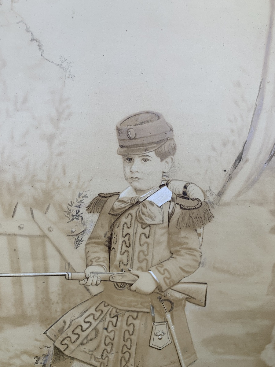 Large Photo Of A Child Soldier, Napoleon III Period-photo-7