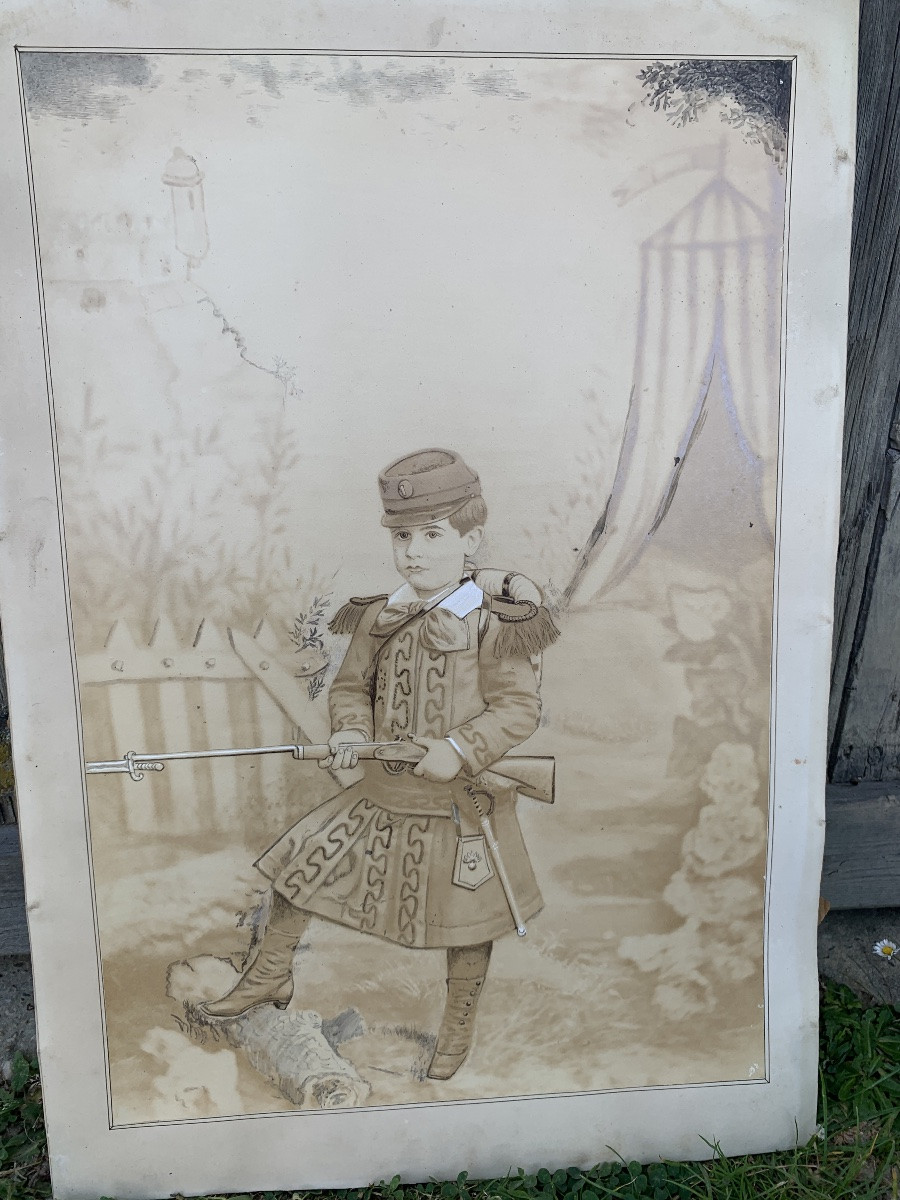 Large Photo Of A Child Soldier, Napoleon III Period-photo-8