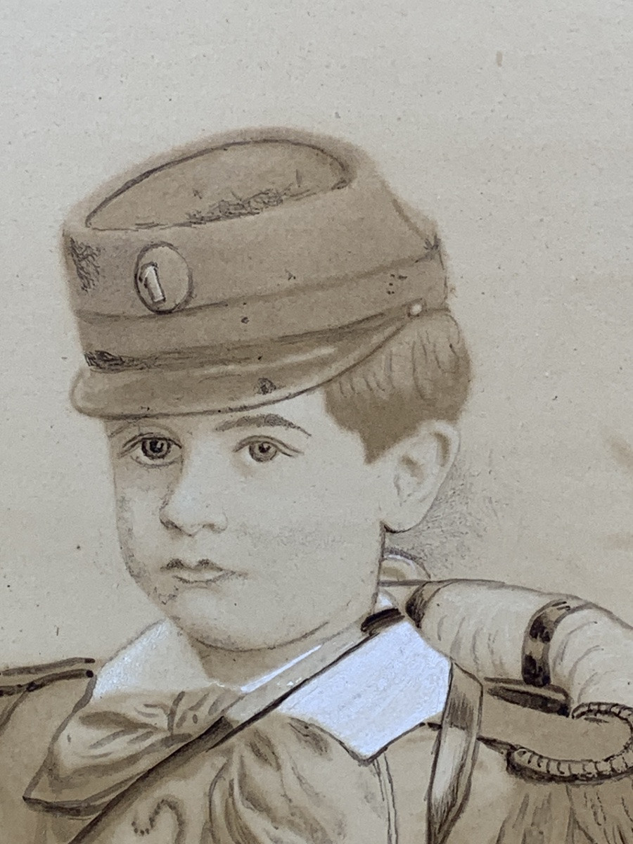 Large Photo Of A Child Soldier, Napoleon III Period-photo-3
