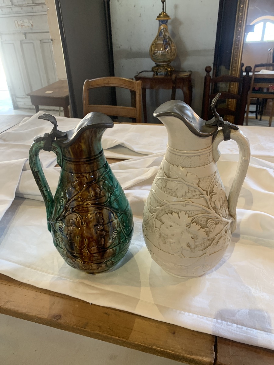 2 1900 Keramis Boch Frères Pitchers