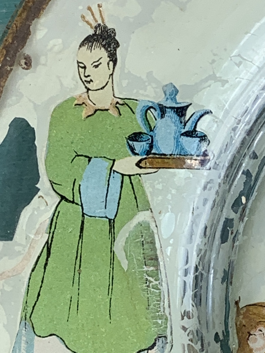 Pair Of Plates With Glass Bases, Chinese Motifs, 19th Century -photo-8