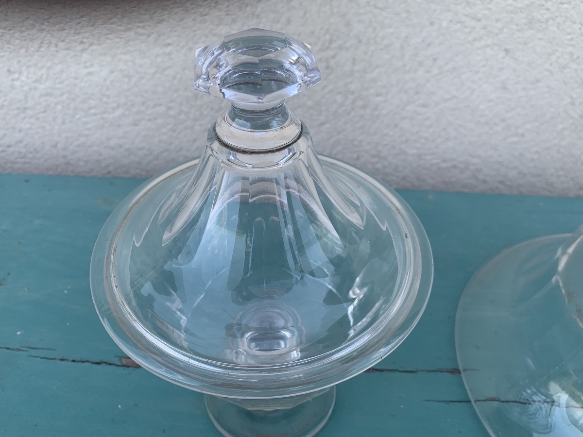 Large Crystal Bowl And Matching Candy Dish-photo-2