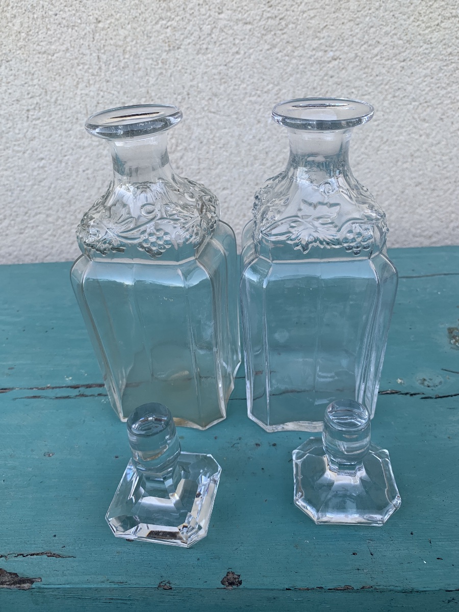 Pair Of Cut Crystal Liqueur Decanters-photo-4