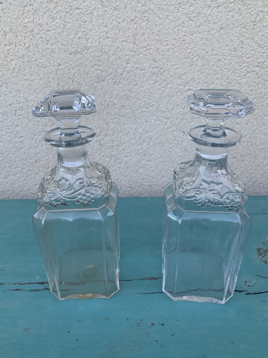 Pair Of Cut Crystal Liqueur Decanters